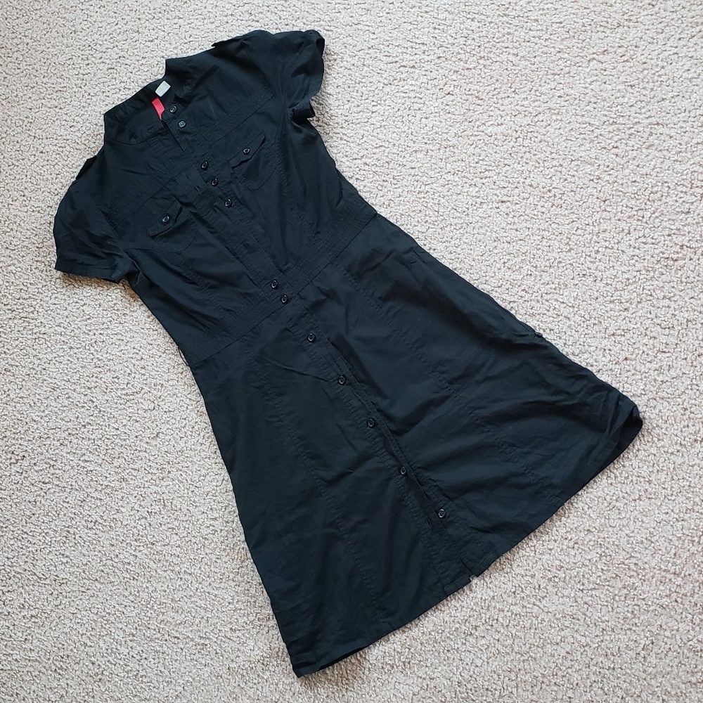H&M Black Epaulettes Button Down Versatile Convertible Dress